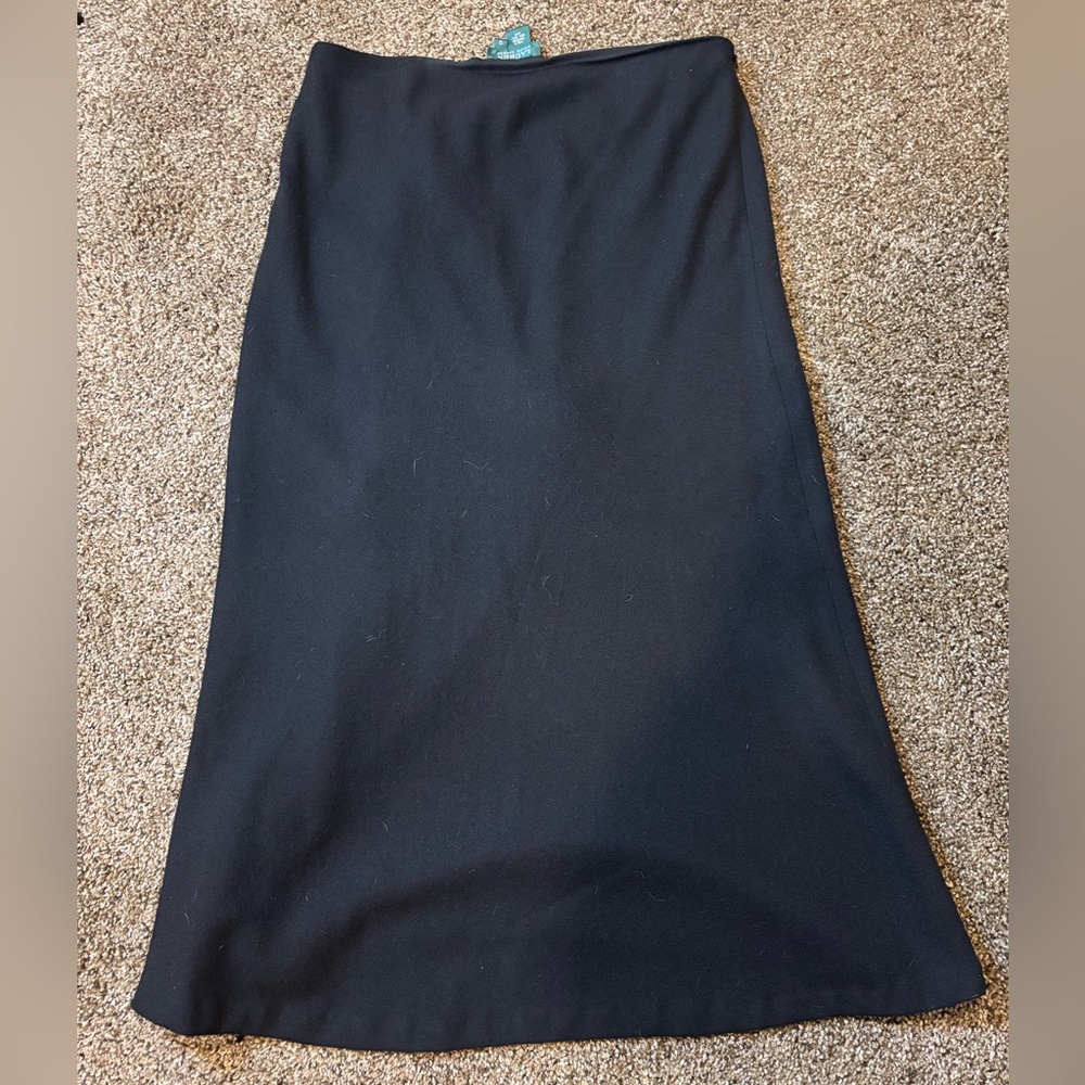 Vintage 100% Wool Ralph Lauren Black Maxi Skirt with Fringe - Picture 12 of 16